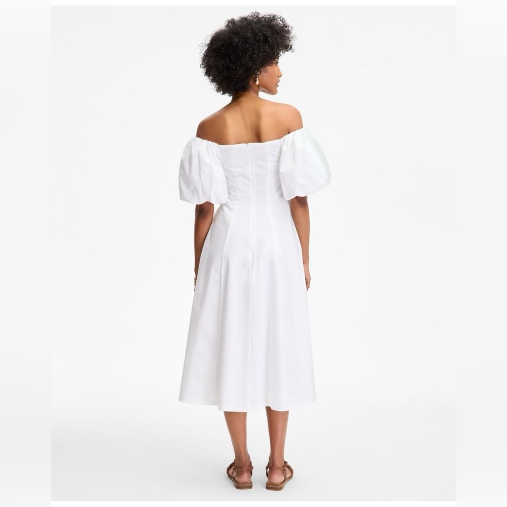 On 34th Women's Off-The-Shoulder Puff-Sleeve White Midi Dress - Picture 4 of 10